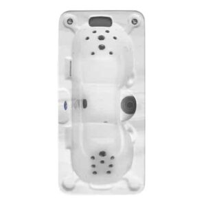 Spa New York – bovenaanzicht van compacte 3-persoons spa met twee ligplaatsen en krachtige massagejets